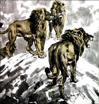  löwe - Xu Beihong Löwen auf Schnee alte China Tinte